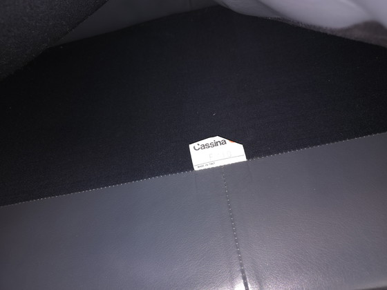 Image 1 of Cassina Maralunga two-seater designer sofa, leather sofa, couch, blue-grey, Magistretti