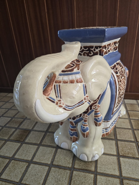 Image 1 of Vintage Ceramic Elephant Plant Table / Side Table