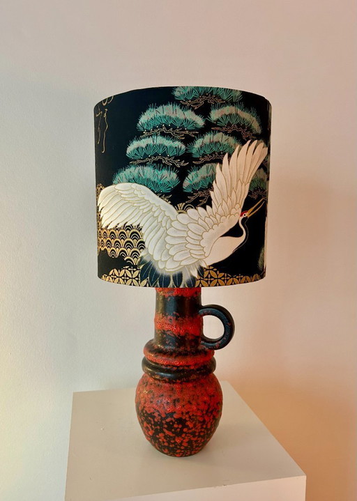 Gerecyclede tafellamp gemaakt van een Scheurich keramische vaas | Model 428-26 | West-Duits aardewerk