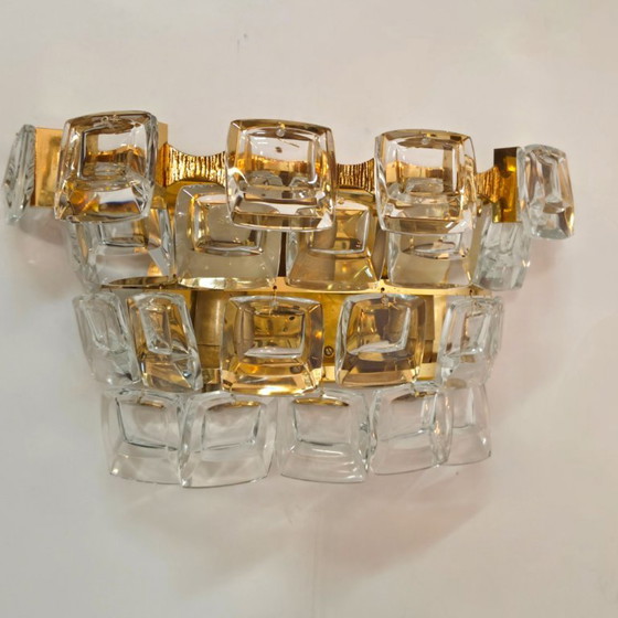 Set of 2 Palwa wall lamps, brass & crystal glass, brutalist, mid-century 60s – Wall lights (photo 3 of 6)