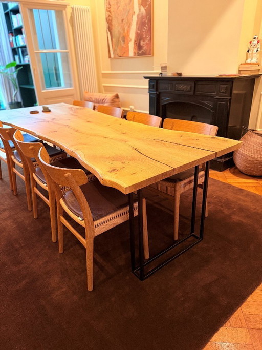 VANOUDS Amsterdam — massief eiken boomstamtafel, 280 cm (live edge)