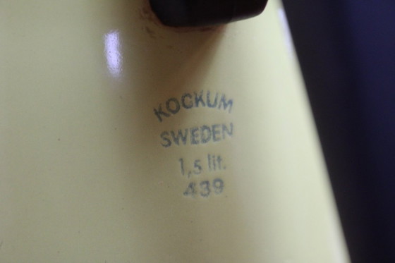 Image 1 of Caffettiera vintage KOCKUMS, smalto giallo - Svezia, anni '30