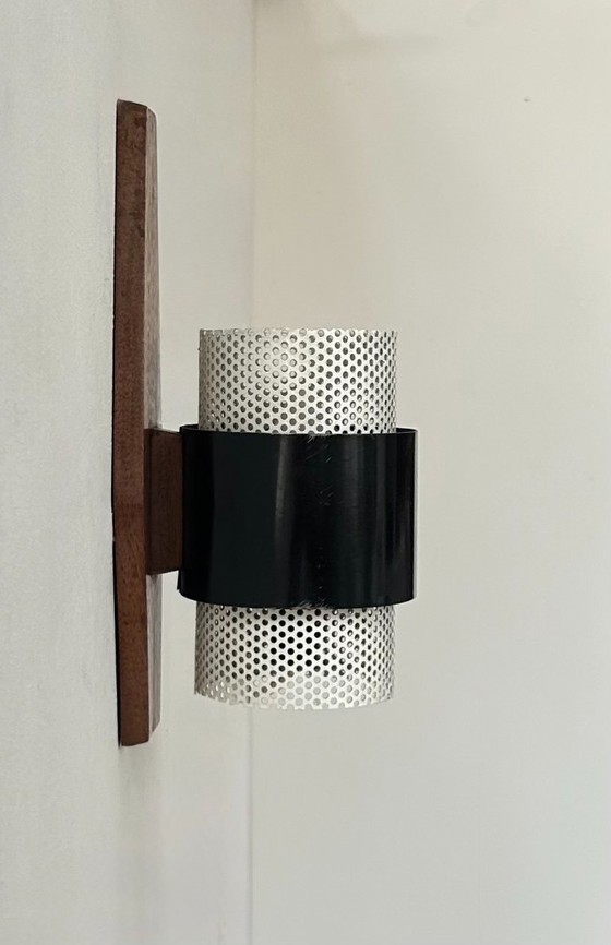 Image 1 of Applique vintage, legno, metallo laccato bianco e nero, Francia, 1950