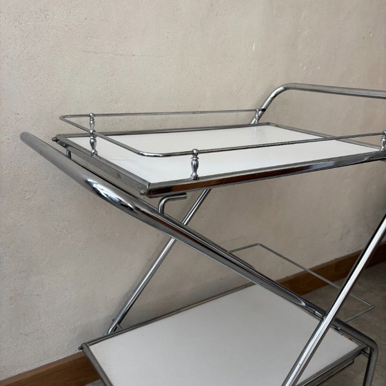 Image 1 of Vintage opklapbare serveerwagen
