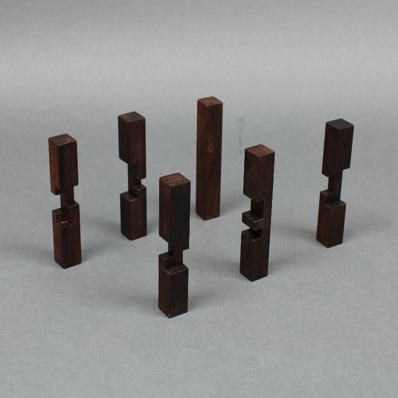 Image 1 of Tommerknude / Timber Centre – Hergestellt in Dänemark – Randers Møbelfabrik – 70er-Jahre – Palisander-Puzzle – Den Permanent
