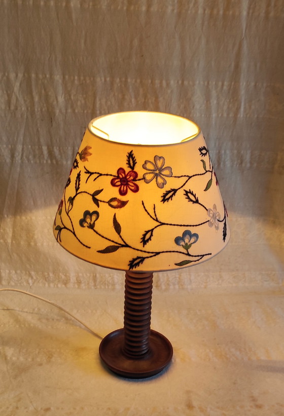 Image 1 of Turned solid wood table lamp - 1960s/70s