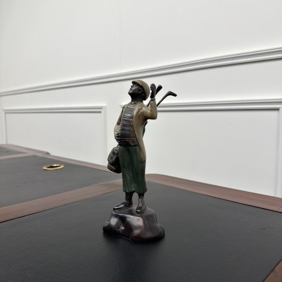 Scultura in Bronzo Antico Golfer Caddy – Sculture (photo 3 of 6)