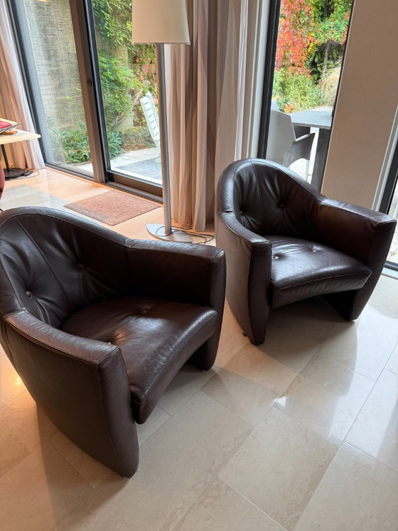 Poltrone in pelle marrone Leolux - set di 2 (foto 3 di 7)
