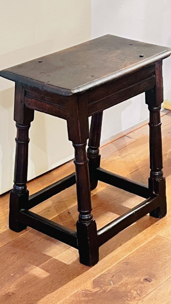 Image 1 of Taburete/mesa auxiliar antiguo de roble inglés