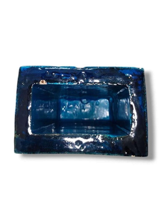 Image 1 of Bitossi Rimini Blu Rechteckvase | Aldo Londi Italian Mid-Century Art Pottery 1960s