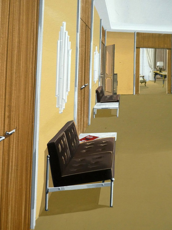 Paul Séjournant, Interior, 1970s, Original Gouache – Paintings & Drawings (photo 4 of 7)