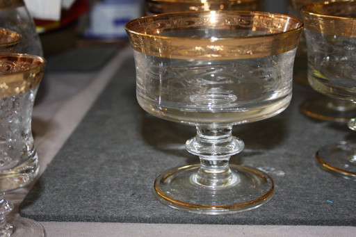 Murano Medici champagne bowls - crystal glass with 24K gold rim & engraving
