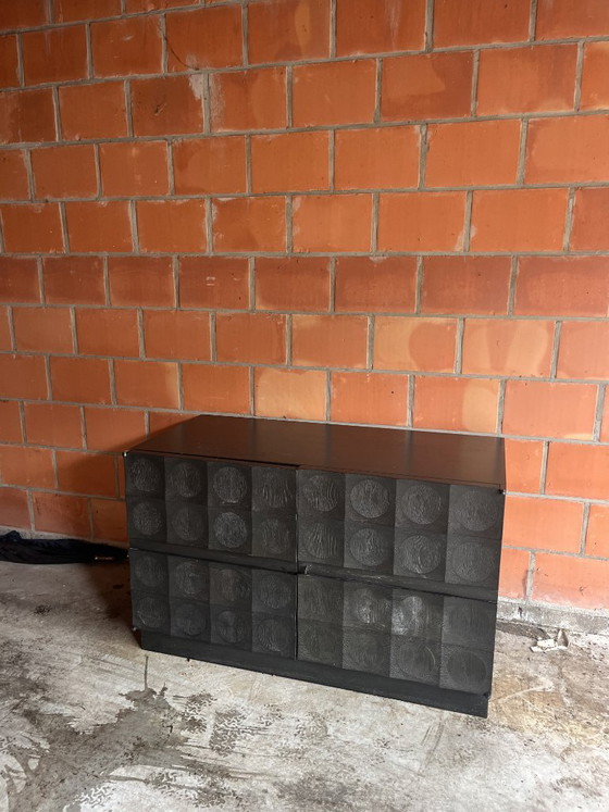 2x Brutalist Cabinet in Black Stained Oak by J. Batenburg for Mi Belgium circa 1969 – Jean Batenburg (photo 5 of 7)