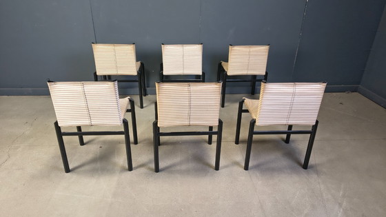 Image 1 of 6er-Set "Mastro" Esszimmerstühle von Afra & Tobia Scarpa für Molteni, Italien, 1980er Jahre