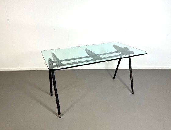 Image 1 of Industrial desk with glass top from France, 1960s