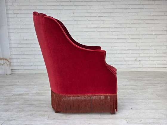 1970er, Dänischer Hochlehner Sessel, Möbelvelours, Eschenholzbeine – Velvet, Wood (photo 12 of 16)