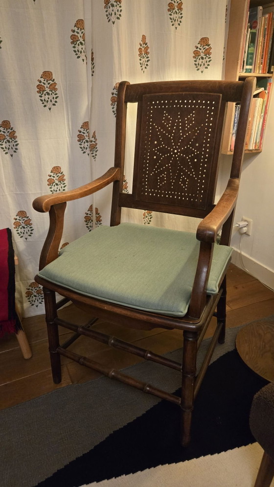 Poltrona Antica in Legno con Schienale a Motivo Stellato – Poltrone (photo 2 of 8)