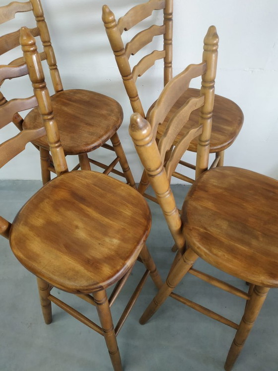 Image 1 of Set Van 4 Jaren Vintage 70 'Farmhouse Style' of Brutalist Style Barkrukken