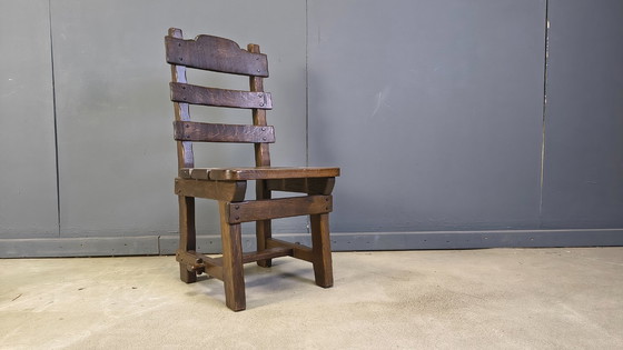 Image 1 of Vintage brutalistische eetkamerstoelen, set van 6 - jaren 60