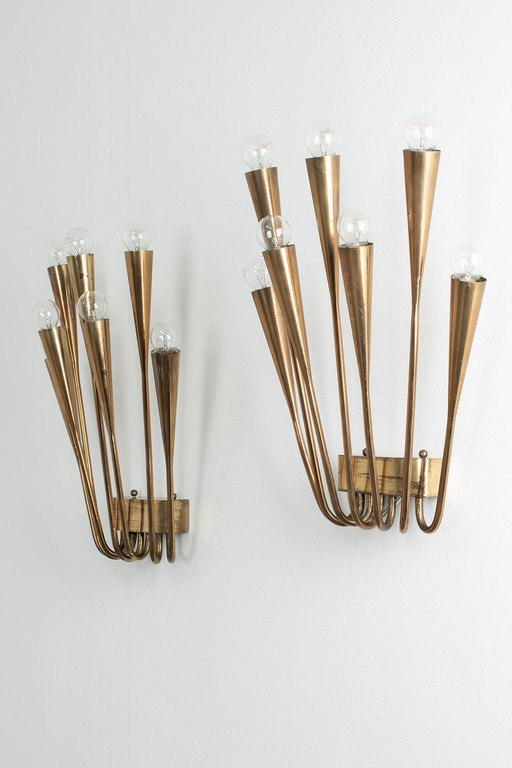 Set aus 2 Messing-Wandlampen