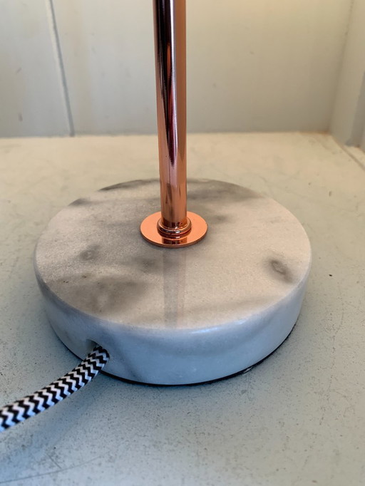 OPJET PARIS (France) - Lampadaire avec socle en marbre blanc - Douille E27 et interrupteur - Marbre, Métal