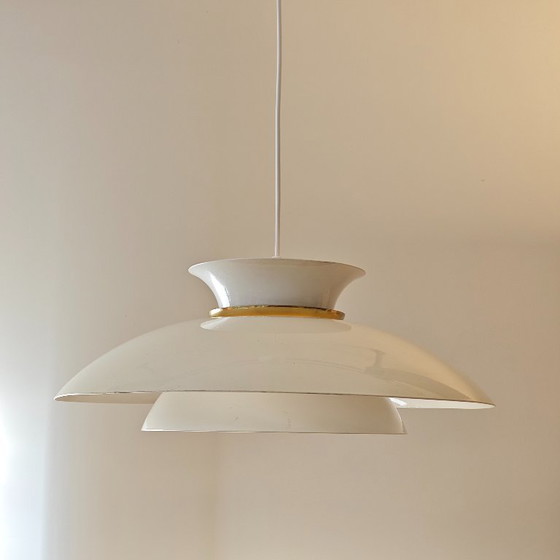 Cremefarbene Metall Pendelleuchte, Pendelleuchten, Vintage (Foto 2 von 8)