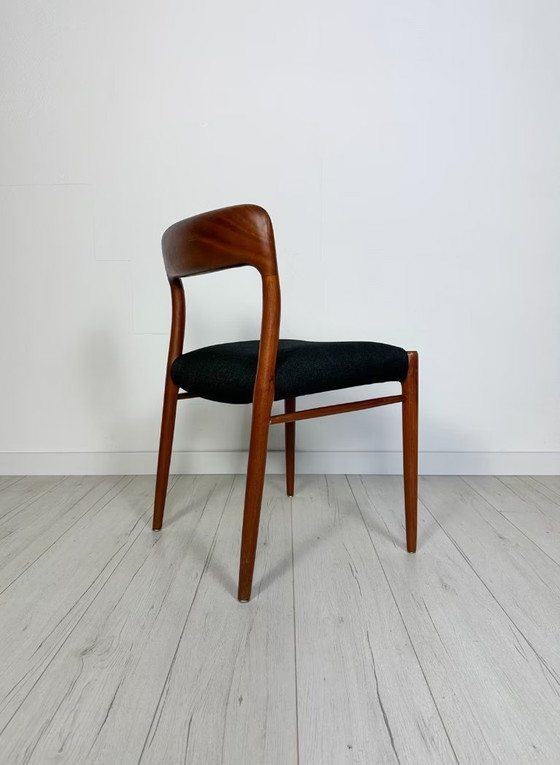 Image 1 of 6x Vintage Danish Teak Niels O. Møller Dining Chairs No. 75 50s
