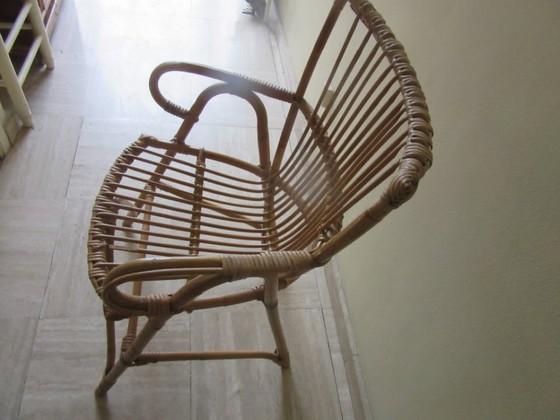 Image 1 of fauteuil moderne du milieu du siècle en rotin et bambou