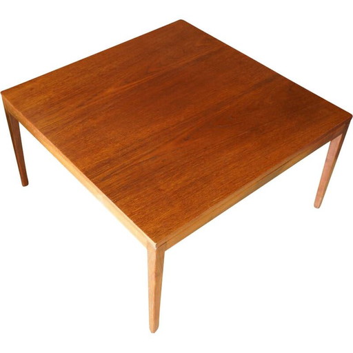 Mesa de centro cuadrada de teca de mediados de siglo, década de 1960
