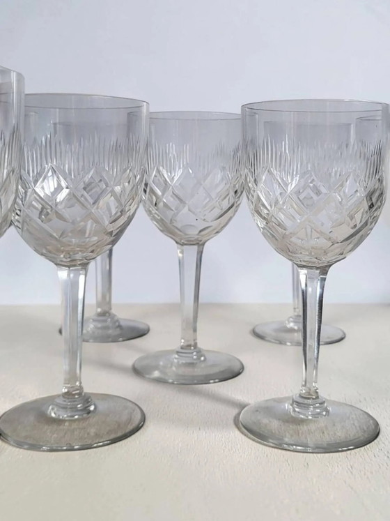 9 cut crystal wine/water glasses – Glass & Decanter, Art Deco (photo 2 of 6)