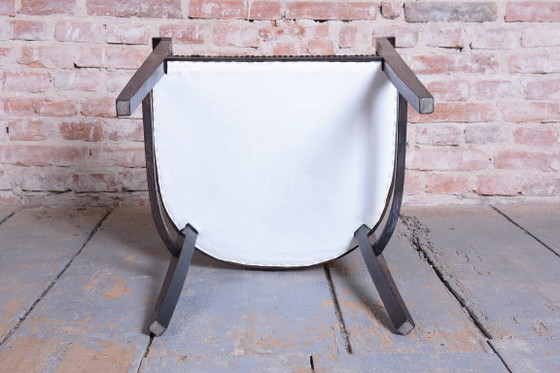 Restored Art Deco Armchair, Oak, Repolished, Reupholstred, Czech, 1920s – Textile, Wood (photo 5 of 15)