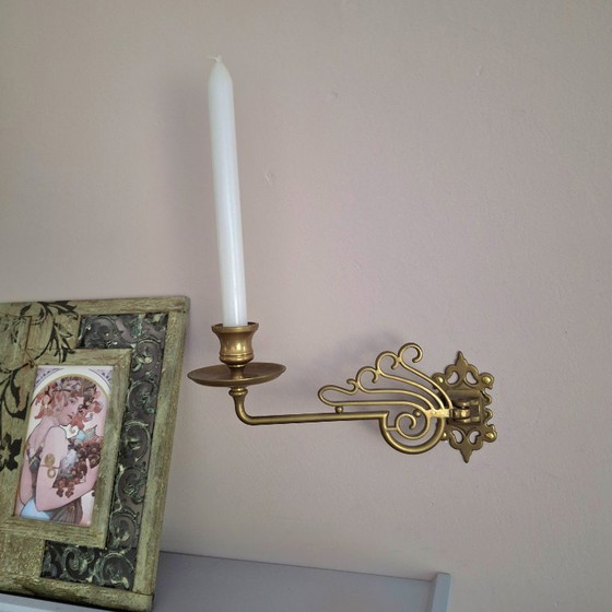 Juego de candelabros de pared antiguos estilo Art Nouveau para piano (latón) – Portavelas, Brass (photo 3 of 6)