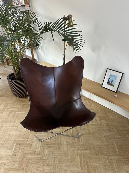 Cuero Leder-Schmetterlingsstuhl – Chrom – Eiche
