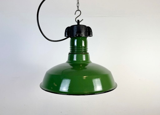 Industrial Green Enamel Factory Pendant Lamp, 1960s