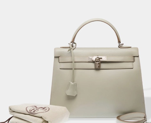 Borsa HERMES Kelly 32 in cuoio grigio - 103303