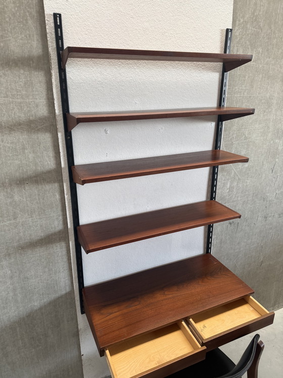 Image 1 of Kai Kristiansen teak desk wall shelf set from the 1960s