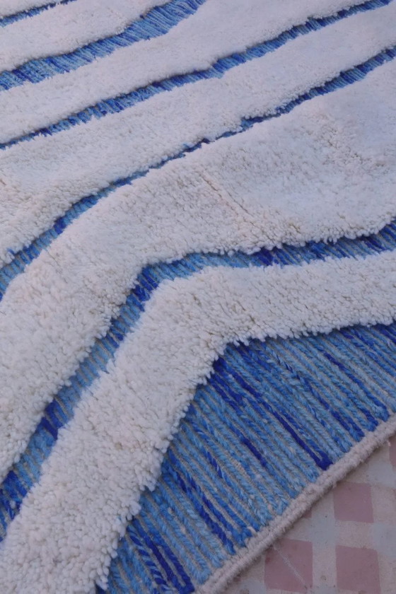 Custom-made blue Moroccan rug, handmade, size 140/260 cm – Aime Té, Rugs & carpets, Wool (photo 8 of 11)