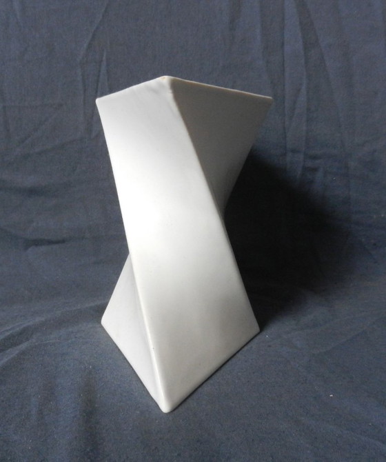 Image 1 of Angled white earthenware vase Jan van der Vaart 1975