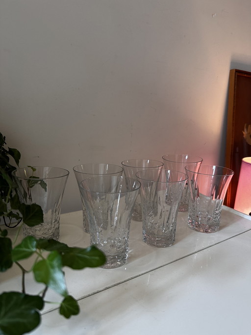 Ensemble de 7 verres à eau en cristal 1960
