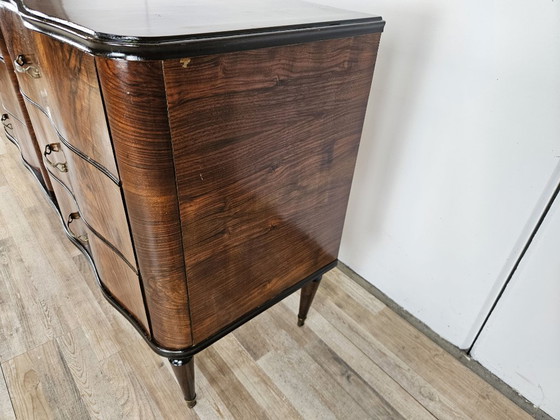 Image 1 of Commode Art déco des années 1950 en ronce de noyer