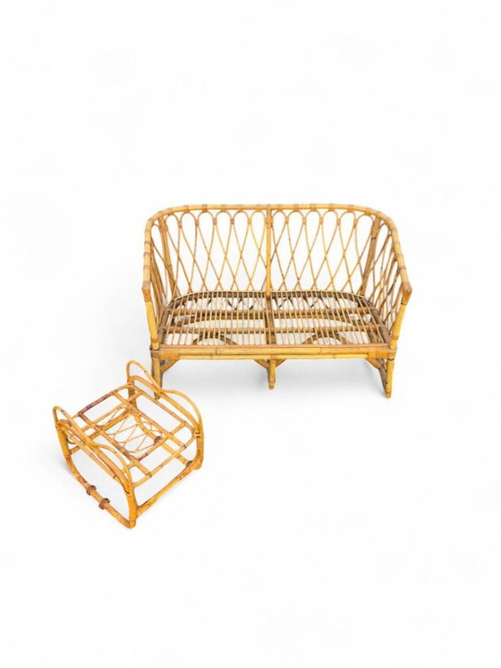 Vintage rattan sofa and side table – 2 seaters (photo 2 of 5)