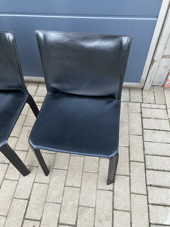 Image 1 of 10x Chaise de cabine Cassina Mario Bellini Harnais en cuir noir