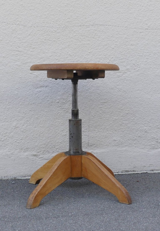 Sgabello girevole, regolabile in altezza, Sedus anni '50, in legno, WsaEb