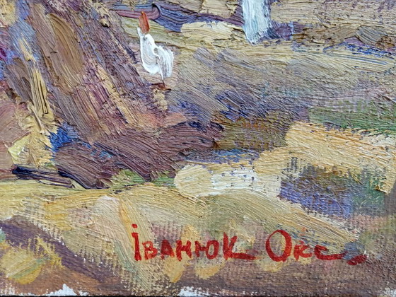 Original Oil Painting Rural Landscape Autumn Village Life Countryside Day – Paintings & Drawings, Canvas (photo 10 of 11)
