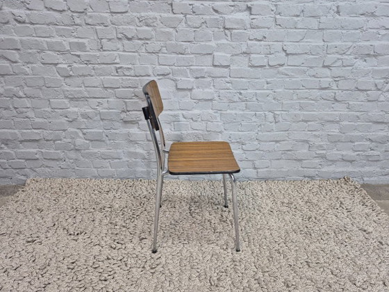 Image 1 of Mixed Set of 4 Vintage Design Kitchen Chairs by Brabantia, Wood-Effect Formica, The Netherlands, 1960s