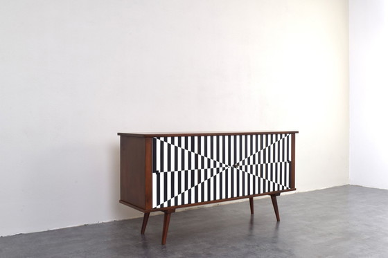 Image 1 of Mid Century Op-Art Sideboard, 1960er Jahre.