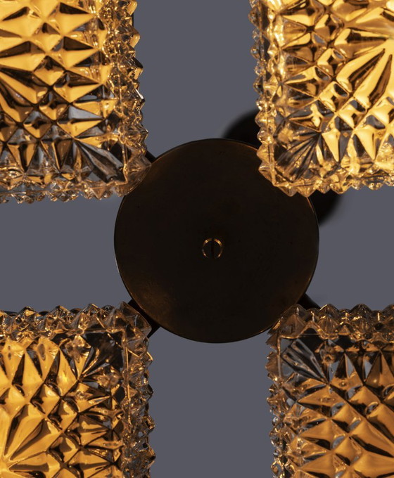 Image 1 of Elegant Four-Light Glass and Metal Chandelier, Napako, 1970s–1980s