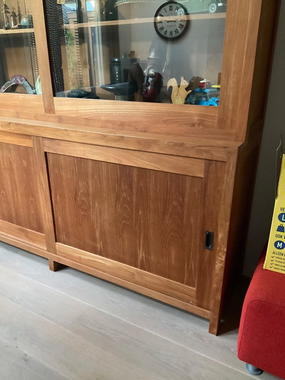 Image 1 of Teak display cabinet in two parts. Good condition!