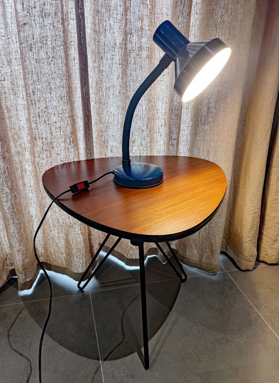 Donkerblauwe Tafellamp met zwanenhals, Veneta Lumi, Tafellampen, Metaal, Kunststof, Vintage (foto 2 van 9)