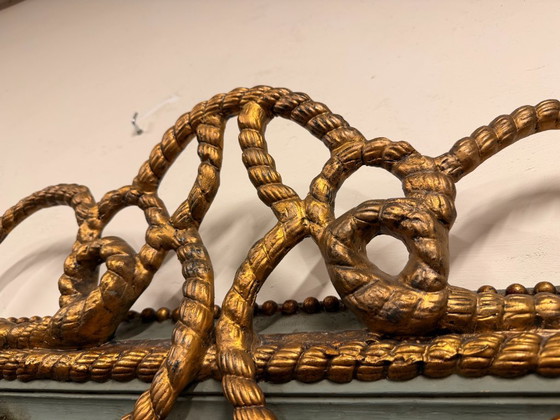 Large Antique English Maritime Mirror with Ship's Knot – Glass, Wood (photo 10 of 10)
